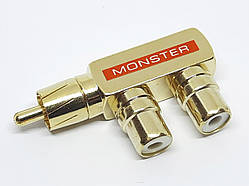 Перехідник RCA (тюльпан) Monster червоний 1 RCA штекер в 2 RCA гнізда