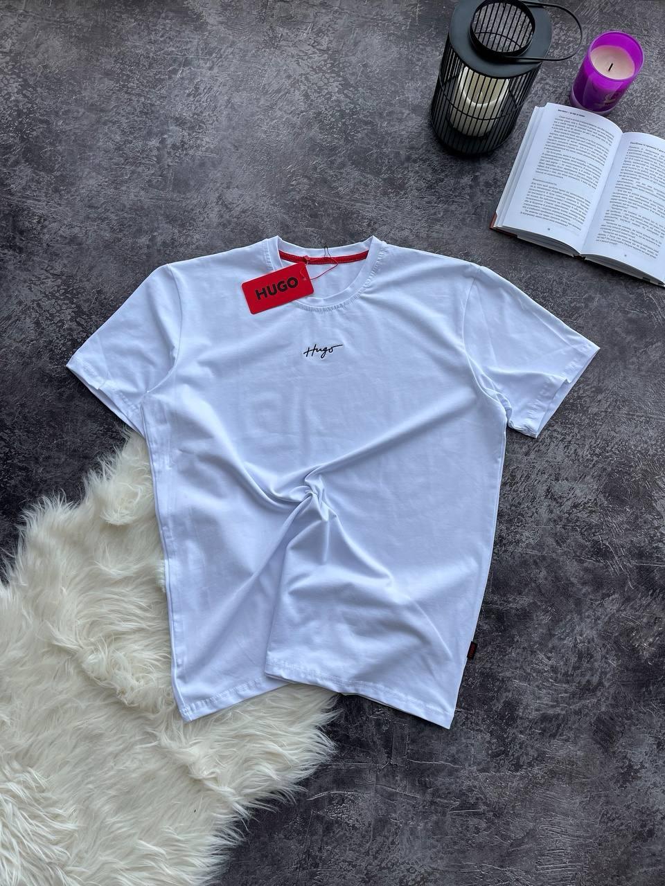 Чоловіча футболка Hugo біла спортивна бавовняна Теніска Х'юго Бос на літо, фото 1