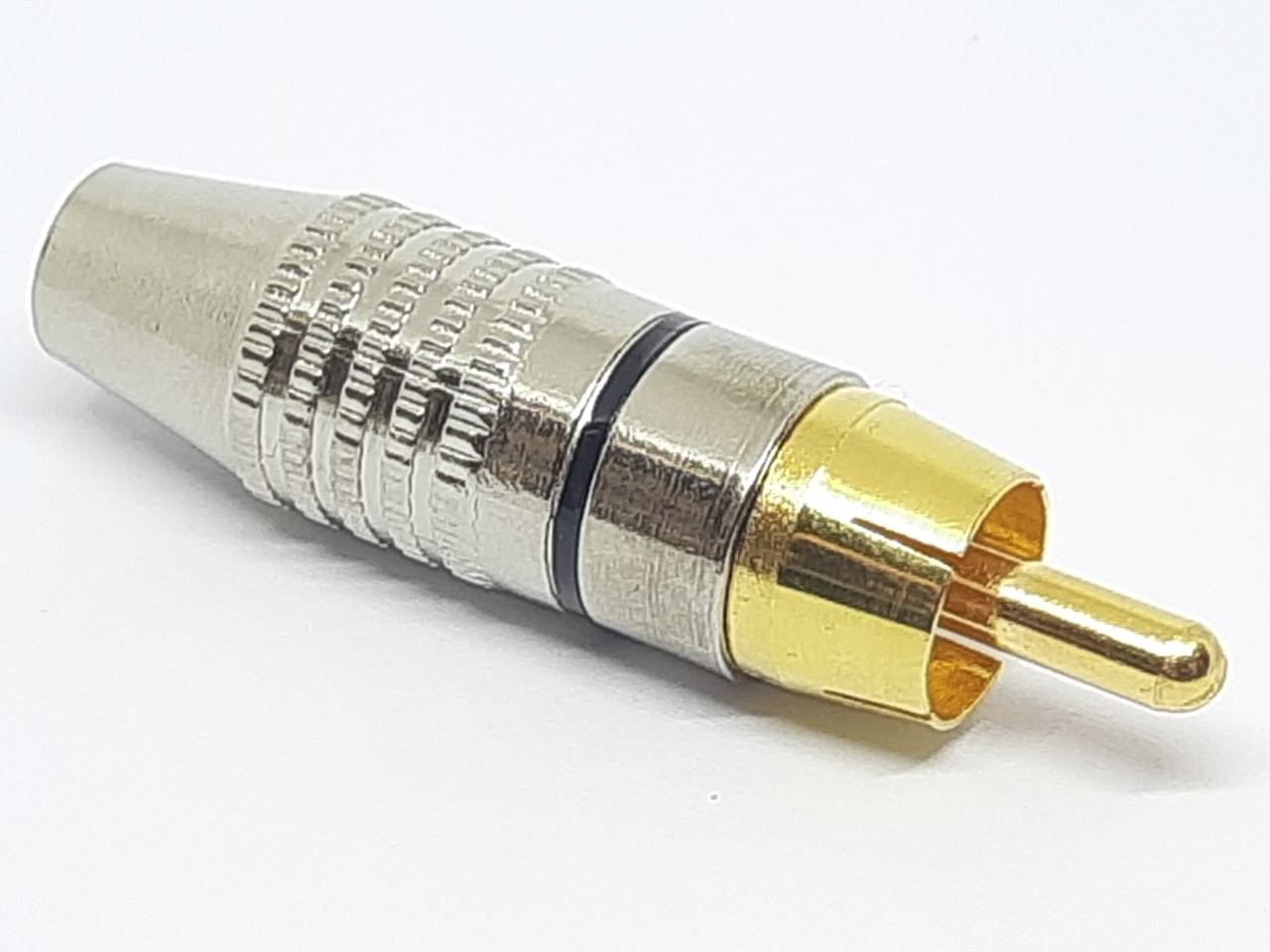 Роз'єм RCA (тюльпан) штекер з чорною смужкою цинк позолочений