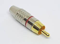 Роз'єм RCA (тюльпан) штекер з червоною смужкою цинк позолочений