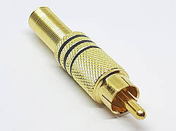 Роз'єм RCA (тюльпан) штекер з 3 чорними смужками цинк золотий