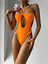 Жіночий злитий помаранчевий купальник, фото 6