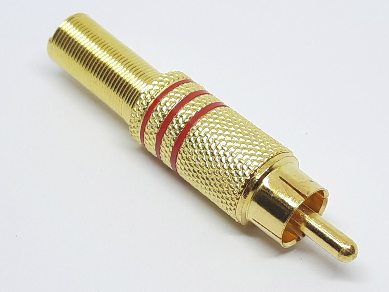 Роз'єм RCA (тюльпан) штекер з 3 червоними смужками цинк золотий