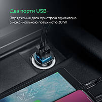 Автомобільний Зарядний Пристрій Baseus Square Metal QC 3.0 30 W 2 USB, фото 11