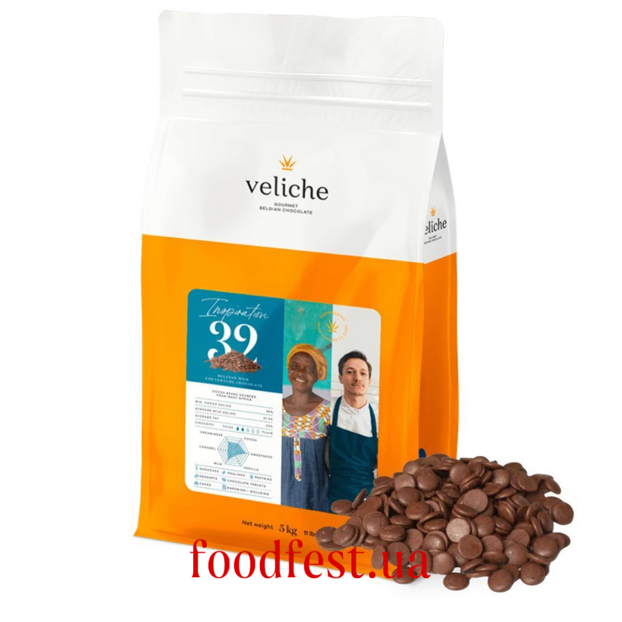 Шоколад бельгійський молочний Veliche 32% (пакування 500 грам)