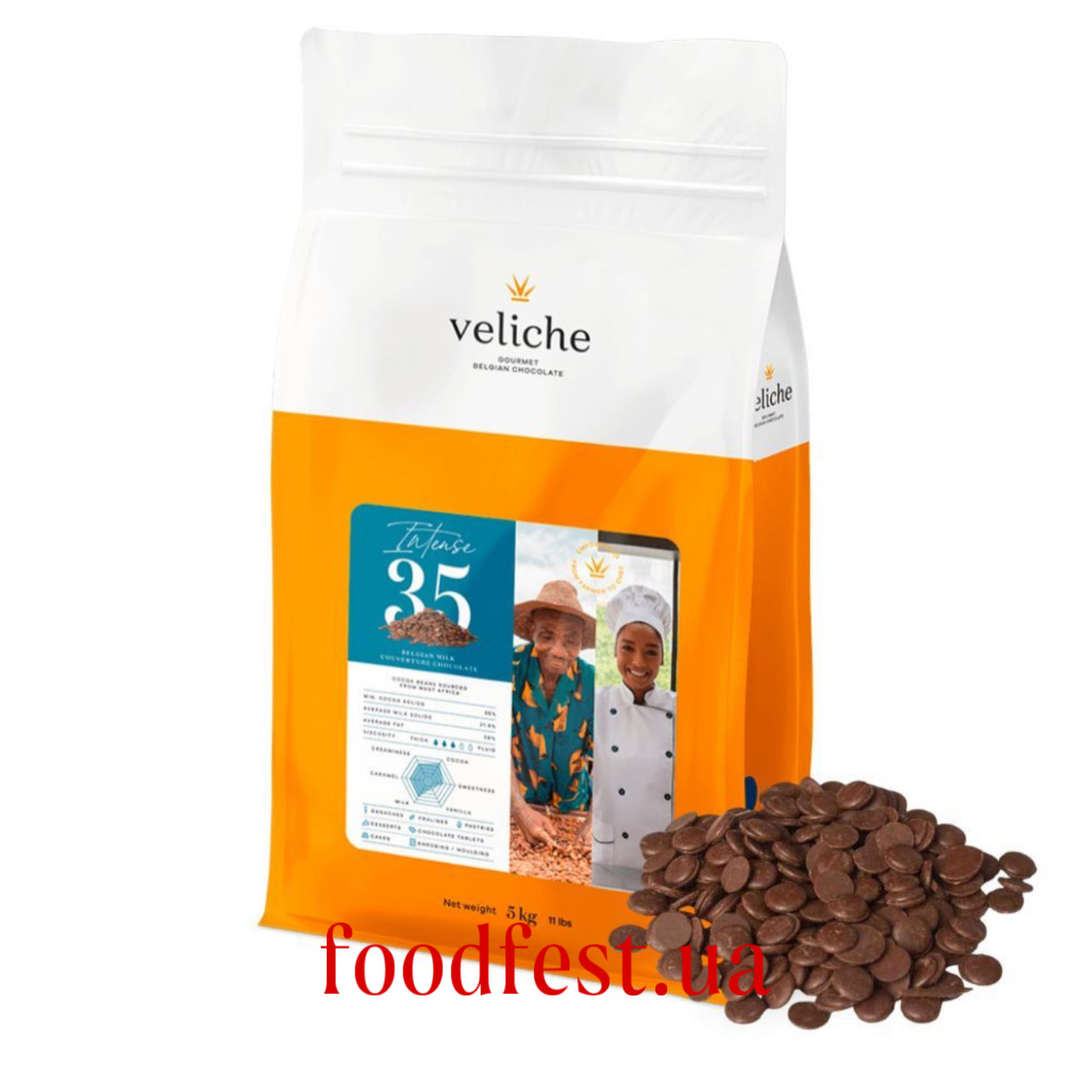Шоколад бельгійський молочний Veliche 35% (пакування 500 грам)