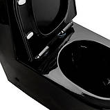 Унітаз-моноблок підлоговий Insana Ermin 67х37х84 пристінний чорний з швидкознімним сидінням мікроліфт, фото 4