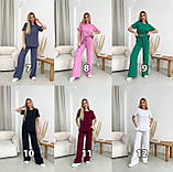 Бордовий жіночий вільний прогулянковий костюм з американського крепу: футболка та штани, фото 9