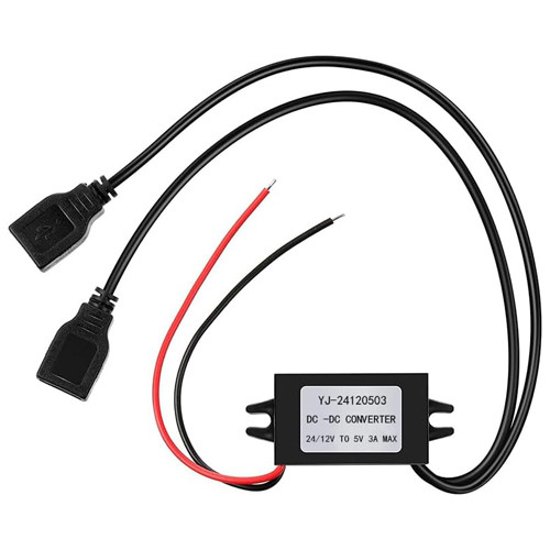 Перетворювач напруги 24/12В-5В 3А 2xUSB, прихована проводка авто