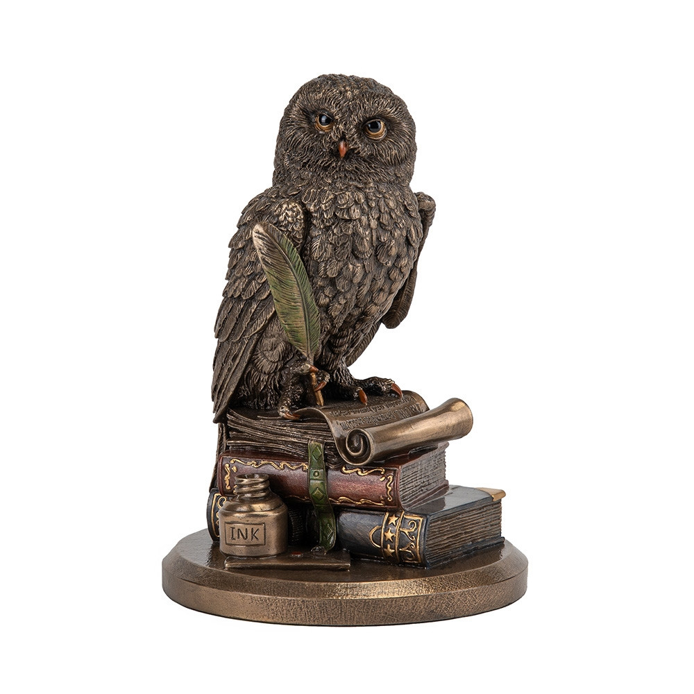 Декоративна статуетка "Мудра сова" з полістоуну від італійського бренду Veronese висота 15 см, фото 1