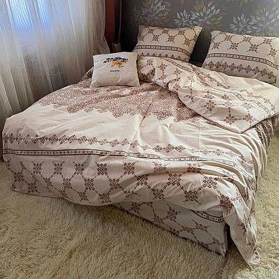 Постільна білизна бязь голд люкс 100% хлопок Карамельна вишиванка