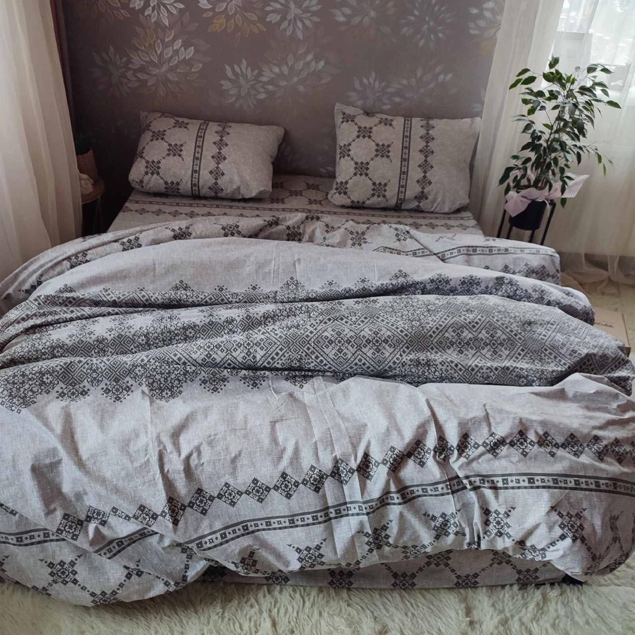 Постільна білизна бязь голд люкс 100% хлопок Нова сіра вишиванка, фото 1