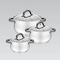 Набір каструль із неіржавкої сталі 6 предметів Maestro MR-3522-6M-BLACK Набір кухонного посуду з товстим дном