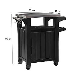 Пластиковий стіл для барбекю Unity 82х52 см графіт зі стільницею з нержавіючої сталі