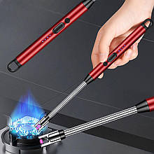 Електронна дугова п'єзозапальничка з вбудованим акумулятором, заряджається від USB, Червоний