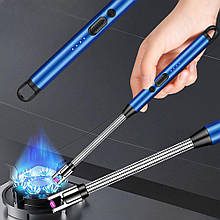 Електронна дугова п'єзозапальничка з вбудованим акумулятором, заряджається від USB, Синій