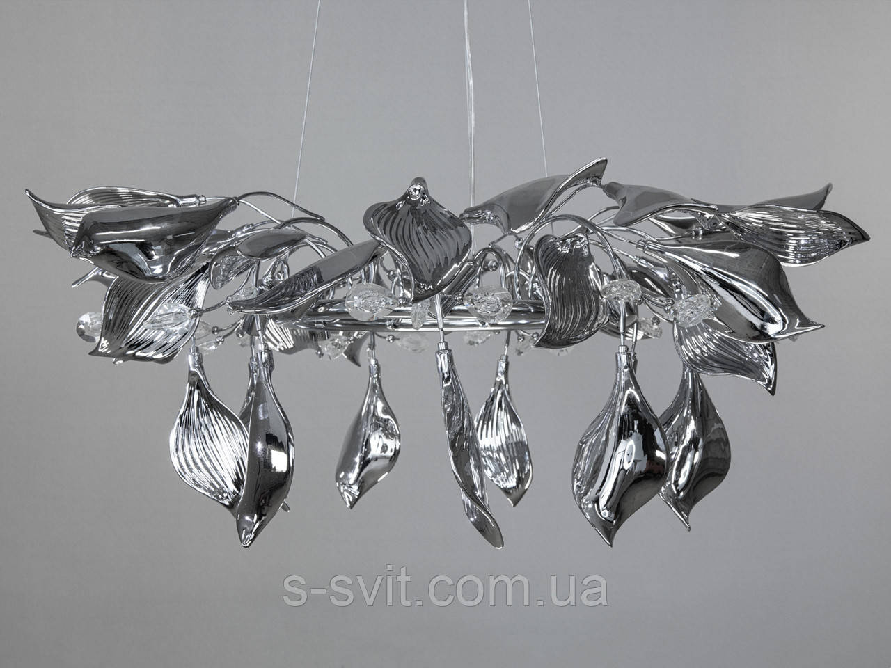 Підвісна фарфорова люстра, 8 ламп, хром, фото 1