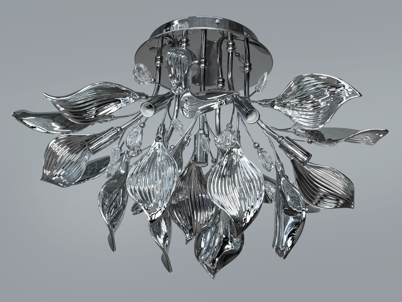 Фарфорова  люстра, 7 ламп, хром, фото 1