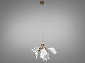 Підвісна керамічна люстра, 3 лампи, золотиста