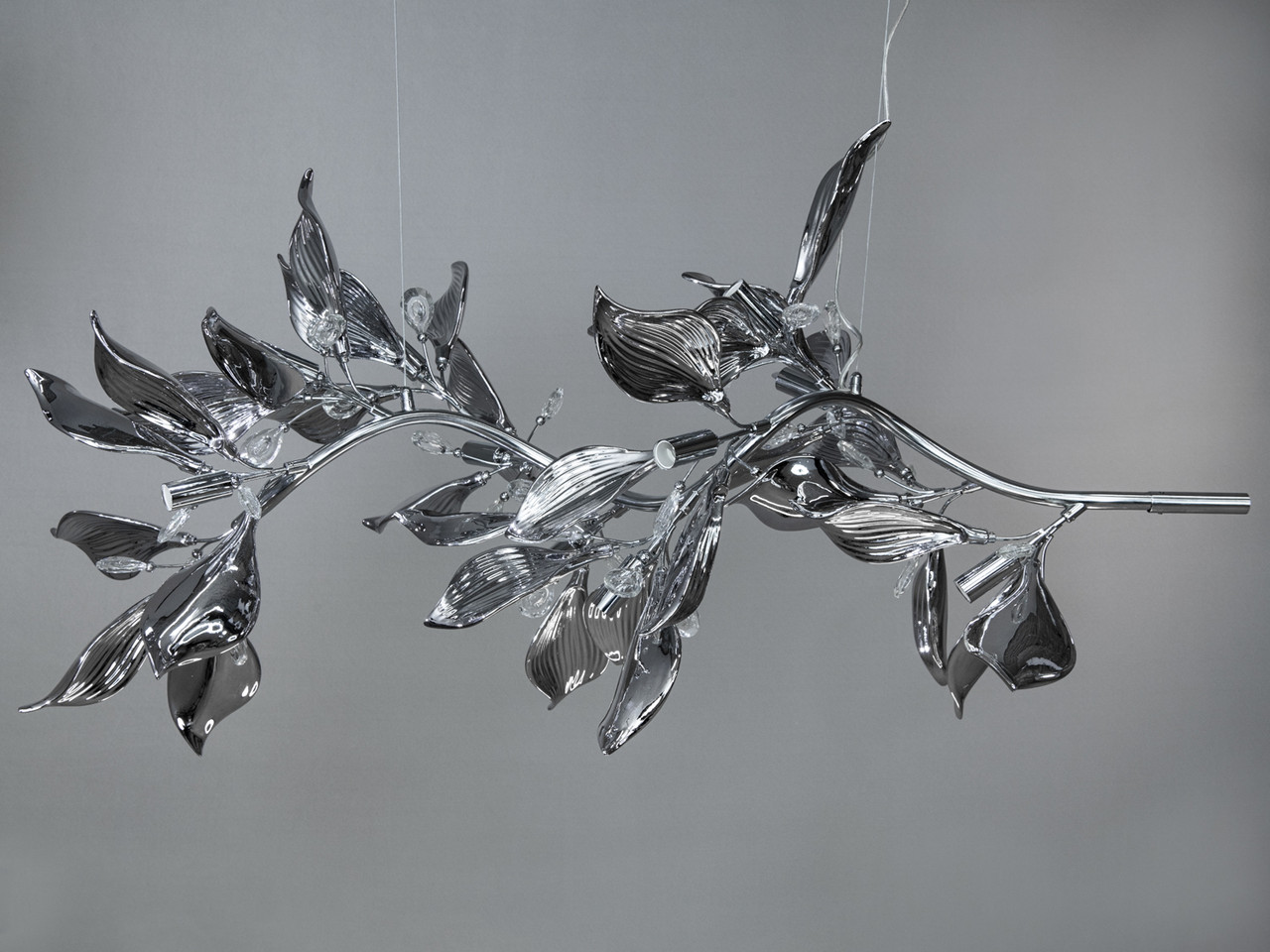 Підвісна фарфорова люстра  витягнутої форми, 12 ламп, хром, фото 1