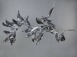 Підвісна фарфорова люстра  витягнутої форми, 12 ламп, хром