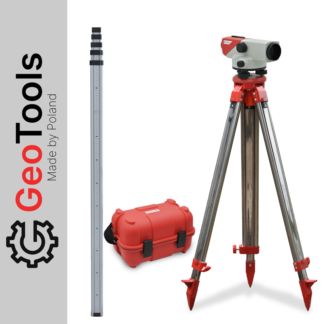 Нівелір оптичний SOK-32 GeoTools ( Made by Poland ) комплект нівелір штатив + рейка оптичний нівелір відкалібрований на стенді