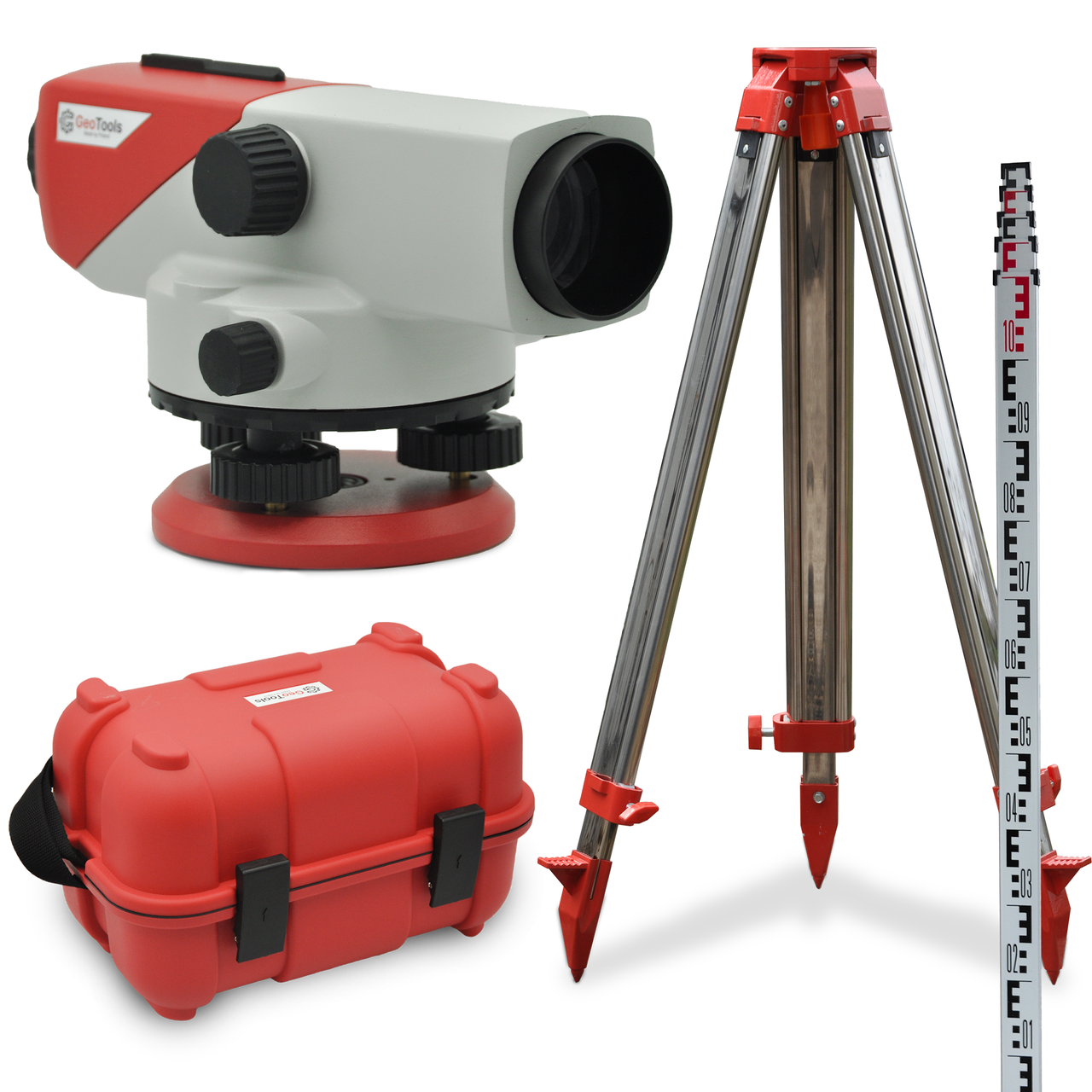 Нівелір оптичний SOK-32 GeoTools + штатив + рейка 5 м