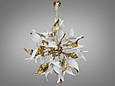Ппідвісна люстра з керамічними елементами, 12 ламп, золотого кольору, фото 2