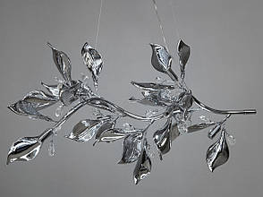 Підвісна фарфорова люстра витягнутої форми, 9 ламп, хром