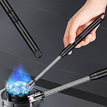 Електронна дугова п'єзозапальничка з вбудованим акумулятором, заряджається від USB, Чорний