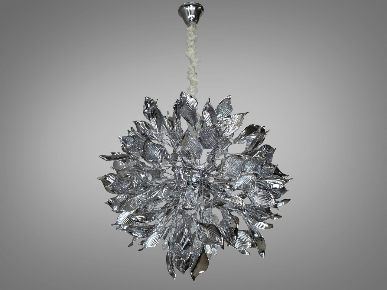 Підвісна люстра з керамічними елементами, 40 ламп, хром, фото 1