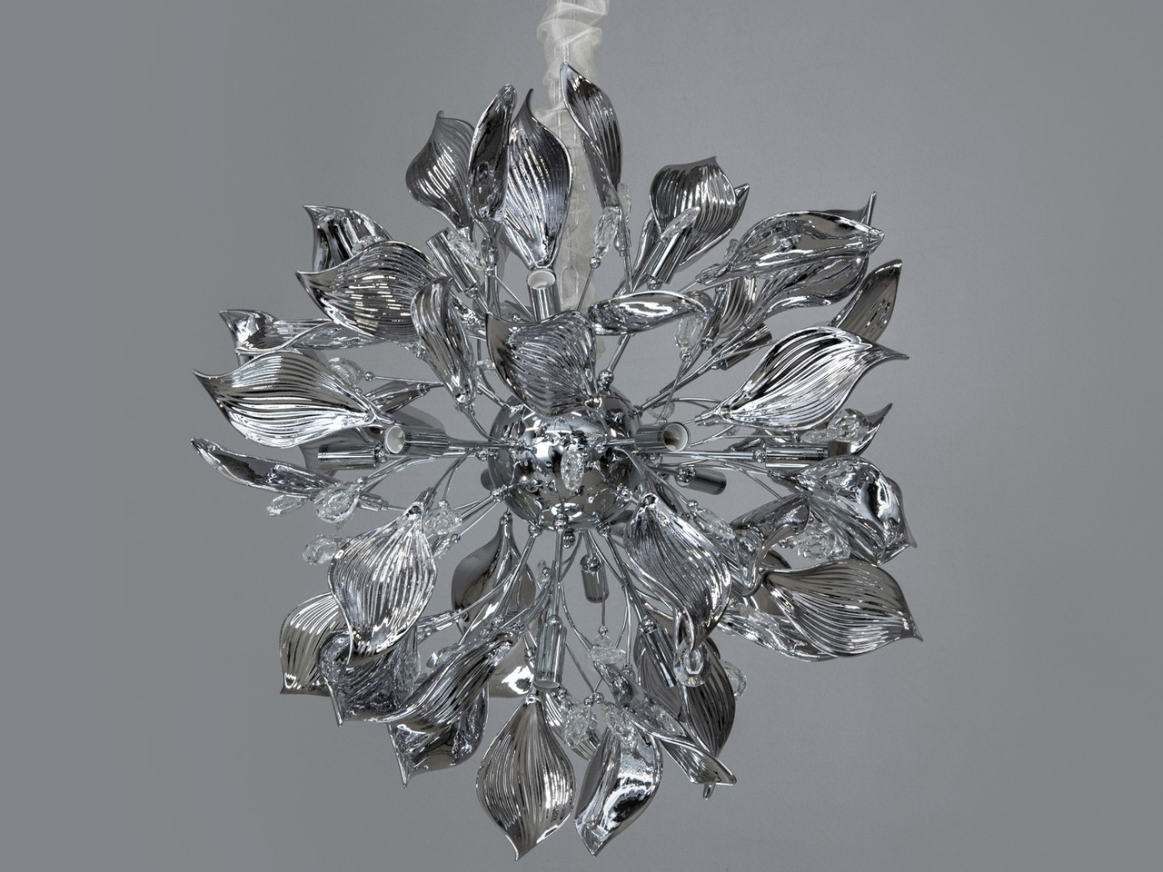 Підвісна люстра з керамічними елементами, 18 ламп, хром, фото 1