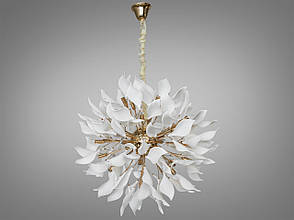 Підвісна люстра з порцеляновими елементами, 40 ламп, золотоиста