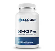 CellCore D3+K2 Pro / Вітаміни Д3 5000 МО + K2 180 мкг Підтримка кісток, серця та імунітету 60 капсул