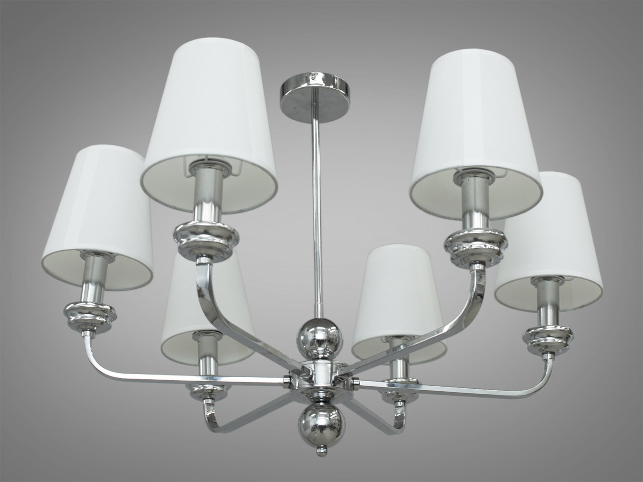 Люстра з абажурами на 6 ламп, колір-хром, фото 1
