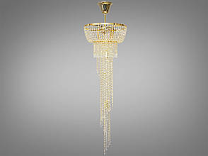 Кришталева люстра "Кришталевий каскад" на 7 ламп, колір золото