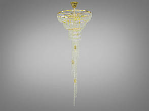 Кришталева люстра "Кришталевий каскад" на 13 ламп, колір золото