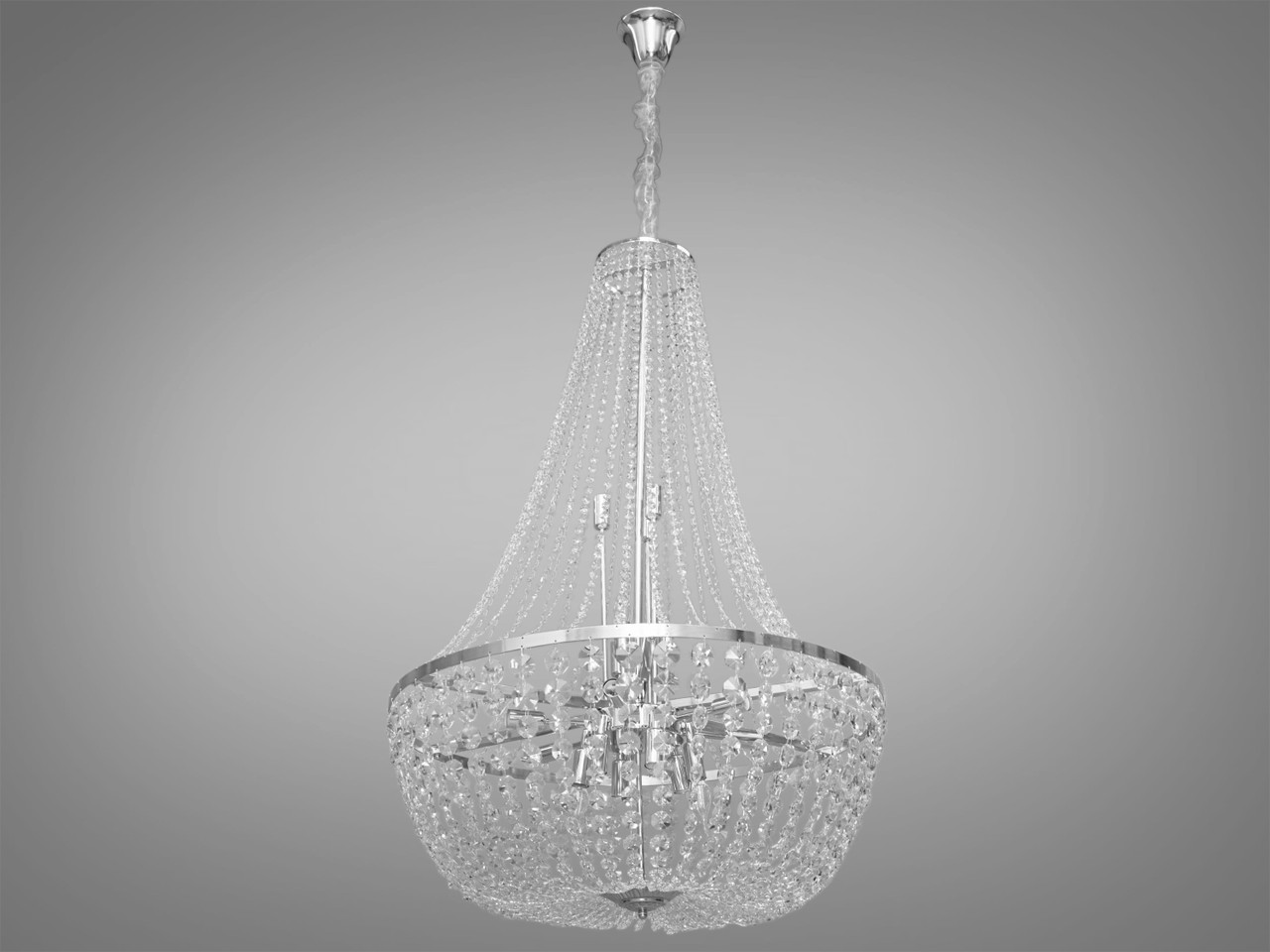 Кришталева люстра на 16 ламп, срібного кольору, фото 1