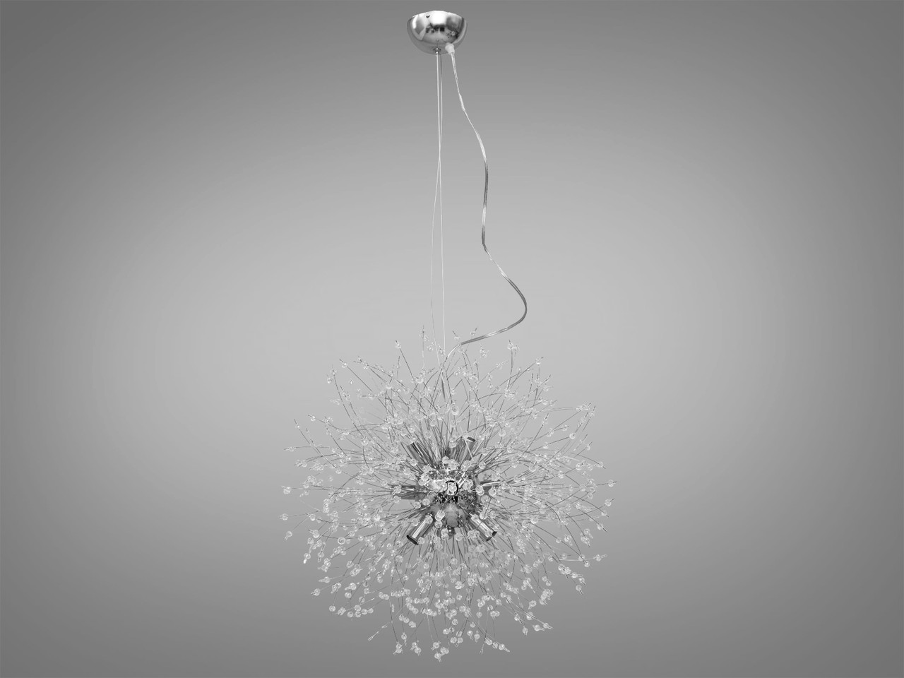 Кришталева люстра "Кульбаба", срібного кольору, фото 1