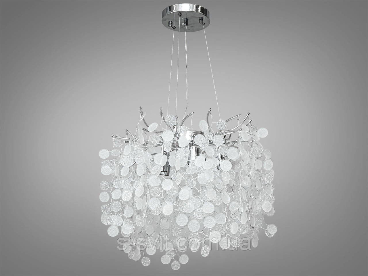 Кришталева люстра Гліцинія на 6 ламп, хром, фото 1