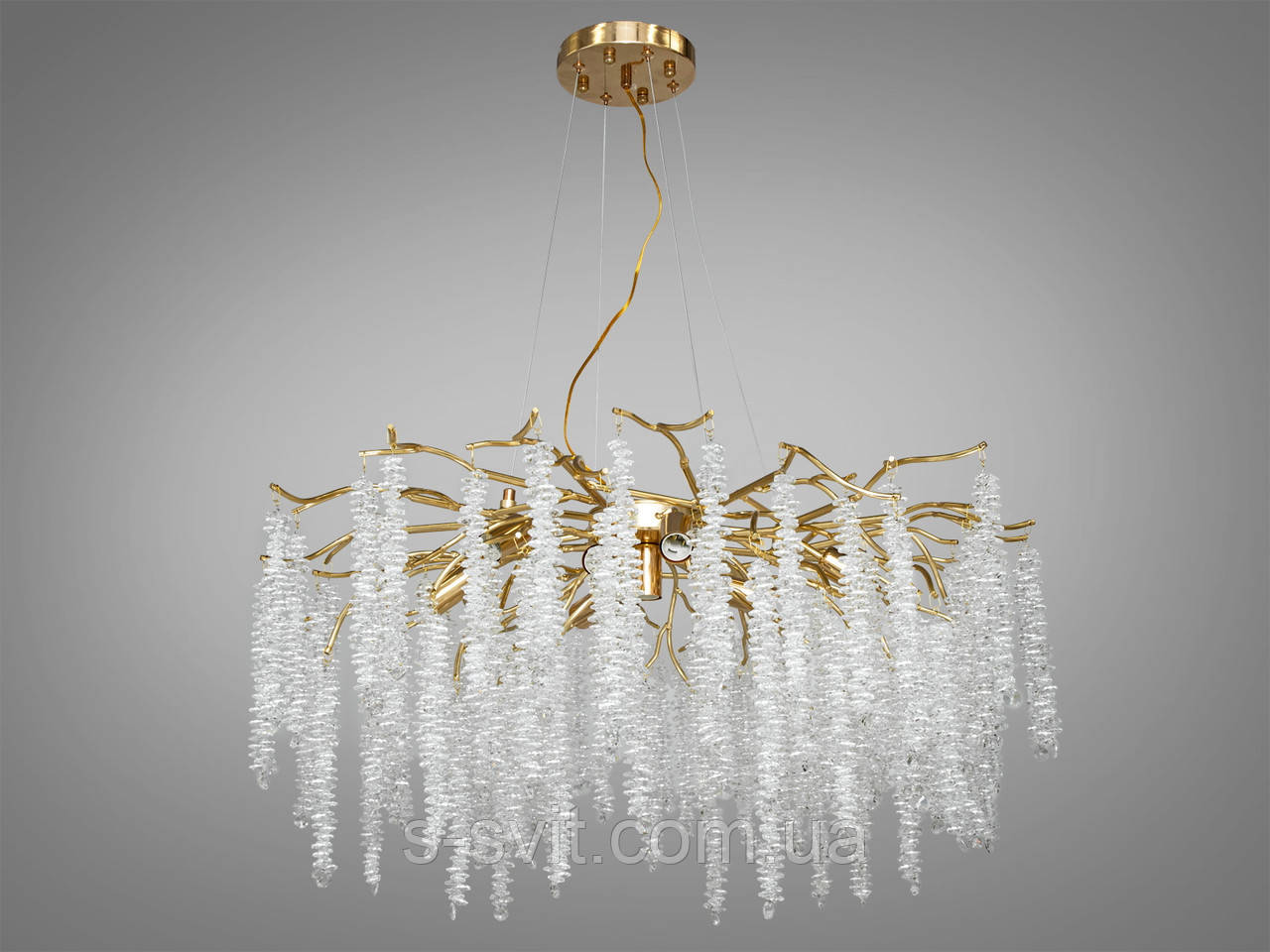 Шикарна новинка, золота кришталева люстра Гліцинія, 10 ламп, фото 1