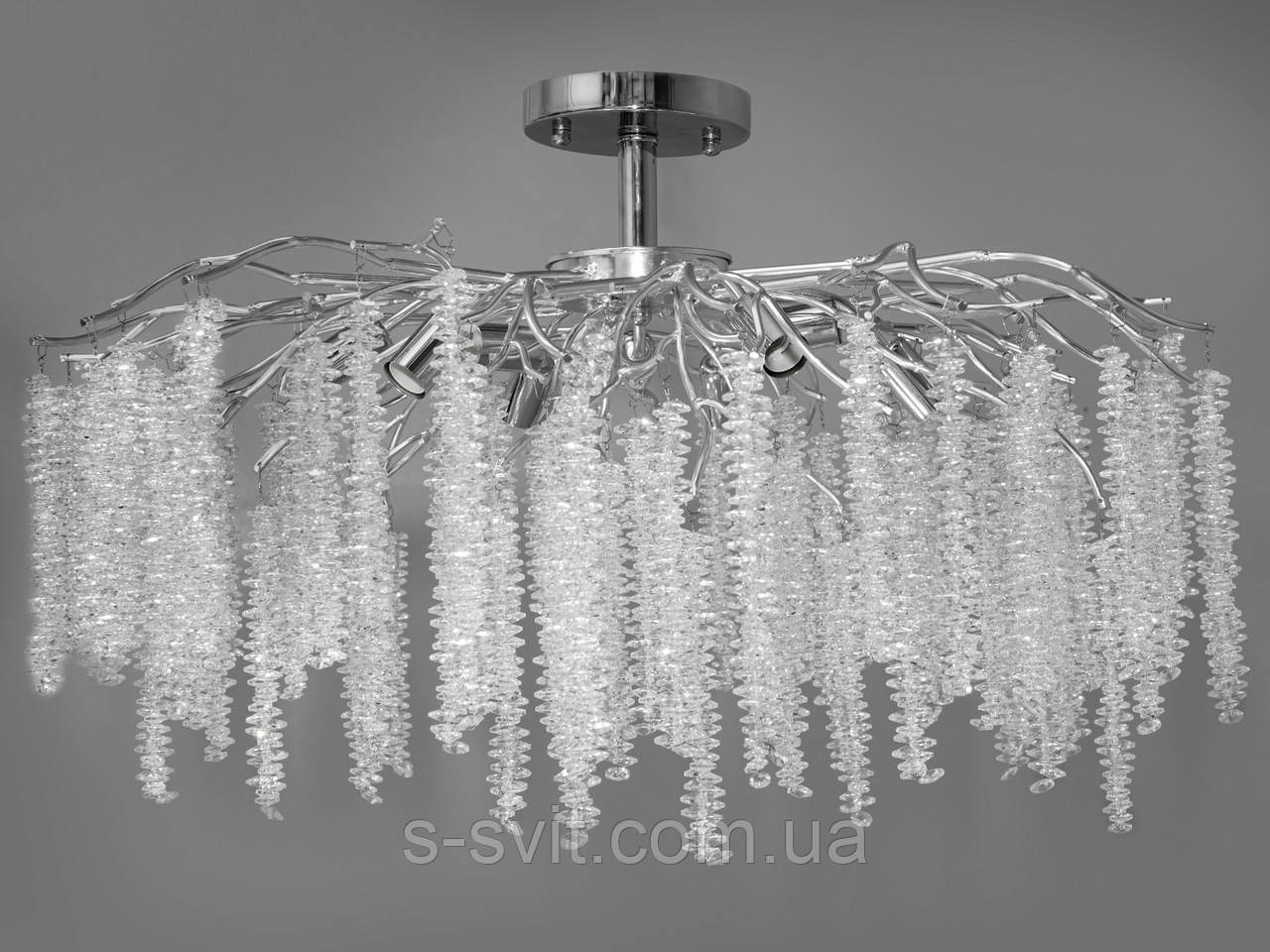 Кришталева люстра Гліцинія на 9 ламп, хром, фото 1