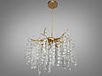 Дизайнерська підвісна кришталева люстра Гліцинія, 8 ламп, золото, фото 3