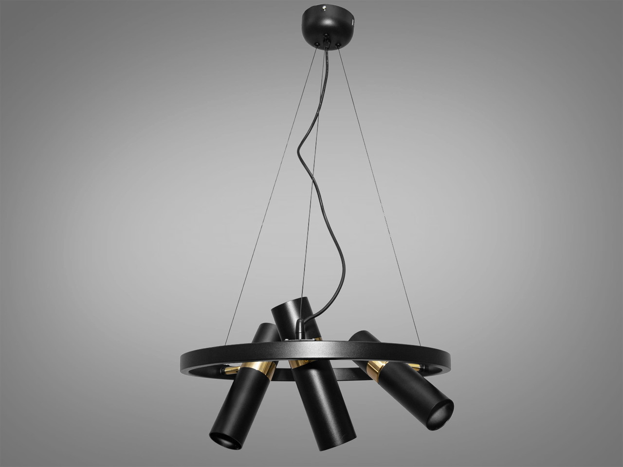 Підвісна люстра Loft на 6 ламп, чорний+золото, фото 1