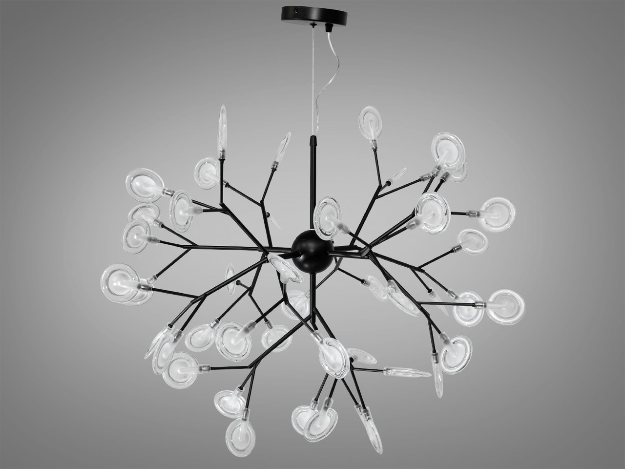 Підвісна люстра "Світлячок", 45 ламп, чорна, фото 1