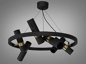Люстра на тросах, 12 ламп GU10, чорний+золото