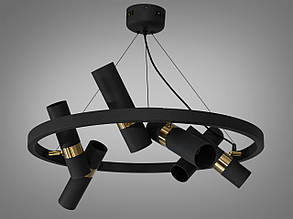 Люстра на тросах, 12 ламп GU10, чорний+золото