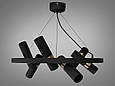 Люстра на тросах, 12 ламп GU10, чорний+золото, фото 2