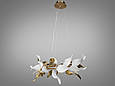Підвісна люстра з фарфоровими елементами, 8 ламп, золотого кольору, фото 3
