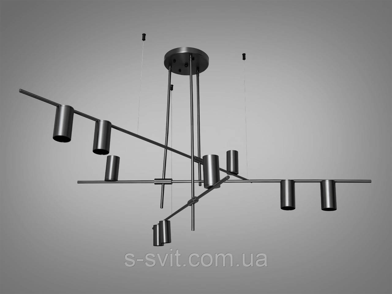 Люстра в стилі Loft на 9 ламп, чорний хром, фото 1